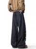 Pantalones de Mezclilla con Botones Decorativos, Diseño Retro Vintage Americano para Hombres y Mujeres, Pantalones Anchos Sueltos Americanos