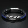 Pulsera de Cuero PU Tejido para Hombre Nueva Transfronteriza Europea y Americana con Hebilla Magnética de Aleación, Pulsera Moderna y Única, Joyería de Moda para Hombre