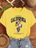 Camiseta de Mujer Estampado de Oso Calle California Moda Casual Moda Algodón Ropa Suelta Cuello Redondo Manga Corta