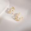 Pendientes de moda sencillos con diseño de flor de diamante y circonita dulce para mujer, pendientes Joker de alta gama coreanos, venta al por mayor