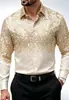 Camisa masculina lantejoulas roupas masculinas transfronteiriça masculina lapela manga longa traje formal camisa de manga longa estampa digital