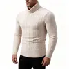 Suéter de punto trenzado de cuello alto para hombre de otoño e invierno transfronterizo, estilo coreano, corte ajustado, moderno y adecuado como capa base
