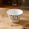 Bol de Cerámica Estilo Japonés con Coloración Bajo Esmalte para Fideos Modelo Nuevo 2025 Bol Doméstico para Fideos Instantáneos Bol para Sopa de Fideos Bol Grande Bol Cónico Bol para Fideos Ramen