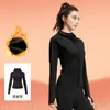 Chamarra de yoga con capucha forrada de polar para mujer, otoño/invierno, corte ajustado, estiliza la figura, alta elasticidad, polar color durazno, cálida, para deportes/fitness, con cierre