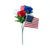 Flores Artificiales Día de la Independencia Ramo Conmemorativo Rojo Blanco Azul Cementerio Bandera Americana Día de los Caídos Decoración del Hogar