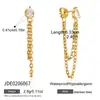Brincos Elegantes para Mulheres, Aço Inoxidável Dourado 18K Zircônia, Não Desbota, Brincos de Franja Destacáveis Frontal e Traseiro, Atacado Transfronteiriço