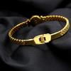 Pulsera de Disco Dorado de Moda Europea y Americana que no se Desvanece Carta de Amor Pulsera para Mujer Simple Combinable Acero de Titanio Joyería