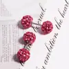 Brincos Redondos Ol Macios de Argila Não Descascáveis com Bolas de Diamante Integral 925 Estilo Luxo Acessível Tachinhas de Hélice de Orelha Brincos de Parafuso para Piercing de Orelha de Aço Titânio