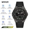 Popular Reloj Electrónico para Hombre Sanda Impermeable para Exteriores Tendencia de Moda Tecnología Negra Multifuncional Despertador para Hombre Reloj Cronógrafo