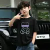 2026 Novo Estilo de Verão Camiseta de Manga Curta 100% Algodão para Crianças Maiores, Roupa Infantil Estilosa e da Moda