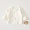 Ropa de Algodón Puro para Bebés Recién Nacidos, Parte Trasera Media, Categoría A, Tops de Manga Larga para Primavera y Otoño, para Bebés de 0 a 3 Meses, en Casa, como Ropa Base de Monje