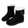 Botas de Nieve Retro de Gamuza de Caña Media para Invierno 2026 Planas Antideslizantes Forradas de Lana Color Sólido Cálidas Zapatos de Algodón Martin