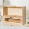 Caja de Almacenamiento de Adornos Sellados con Pintura de Fuego Tipo Cajón de Madera Maciza Gabinete de Acabado de Mesa Estante de Almacenamiento para Tazas y Juegos de Té de Escritorio Multicapa