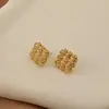 Pendientes Cuadrados Tejidos con Diseño Hueco en Forma de Diamante, Pendientes Rayados de Nuevo Estilo Chino con Textura, Pendientes de Nicho, Exquisitos