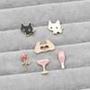 Set Lindo Estilo Japonés de Dibujos Animados Broche Xiaobai Luna de Miel Botella de Vino Taza Gato Flor de Rosa Insignia en Forma de Corazón