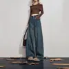 Jeans negros de pierna ancha para mujer, súper ventas primavera 2026, adelgazantes, con caída, hasta el suelo, pantalones de pierna recta estrecha para mujeres petite