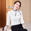 Cajero de recepción de hotel ropa de trabajo ropa profesional para mujer ropa de esteticista joyería tienda camisa de manga larga traje de principios de otoño