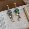Pendientes de borla de circón estilo resort bohemio, pendientes de diseño niche vintage, pendientes de cuentas irregulares para mujer