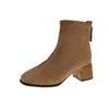 Botas elásticas adelgazantes de punta cuadrada estilo francés para mujer 2026 Nuevas llegadas Primavera/Otoño Botines cortos con tacón alto grueso