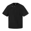 Camiseta Personalizada Masculina de Manga Curta Lisa com Botões e Gola Assimétrica, Top Casual Soltinho Tendência de Verão com Meia Manga