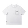 Verão nova camiseta de algodão masculina americana 230g bolso pesado design bordado manga curta meia manga gola redonda camiseta atacado