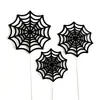 Noche de Luna Negra de Halloween Bandera de telaraña de Batman Decoración de Castillo de calabaza Tarjeta de inserción Decoración para pastel de fiesta