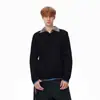 Directo de Fábrica Pesado Holgado Casual Versátil Pareja Primavera Otoño Marca de Tendencia Americana Falso Dos Piezas Cuello de Camisa Suéter Hombre
