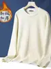 Camiseta de Manga Larga Waffle Talla Grande para Hombre Otoño e Invierno Cuello Redondo Holgada Talla Grande Color Sólido Camiseta Base Suéter para Hombre