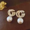 Pendientes de Borla de Perlas Carta de Amor Antigua Media Aguja Plata Nicho Aretes de Alta Gama Retro Lujo Ligero Accesorios para Orejas Venta al por Mayor Mujeres