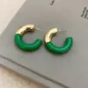 Pendientes de botón geométricos cuadrados y de corazón verdes transfronterizos europeos y americanos, Pendientes de botón de lujo ligero de alta gama, Pendientes de moda exagerados para mujer