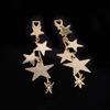 B705 Aretes estilo coreano con aretes de estrella de cinco puntas Aretes largos y elegantes para mujer Aretes de estrella hueca sin agujeros en las orejas para mujer