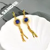 Pendientes de aro con borla de circón largo transfronterizos Hebilla para la oreja Distintivos para mujer Moda Retro de Corte Combinan con todo Mismo pendiente que los celebridades de Internet