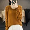 Nuevo suéter de lana grueso sin costuras para otoño e invierno para mujer, jersey de punto de manga larga, prenda básica versátil