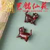 Gato curioso tallado en madera maciza con adorno de ojos, artículo de colección de arte Yiming Xianyuan, figura de gato para escritorio de oficina