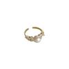 Estilo japonês leve luxo zircônia de água doce Pearl Ring mulheres high-end elegante elegante all-match ajustável anel de comida anel de dedo