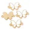 Goteo de Aceite Doble Colgante Mariposa Aleación DIY Accesorios para Joyería Pulsera Multicolores con Goteo de Aceite Colgante W238