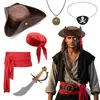 Chapéu Piratas do Caribe da Amazon, Cachecol, Pingente de Cinto do Capitão Jack Sparrow, Adereços de Palco para Cosplay de Halloween