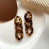 Pendientes largos con hebilla de cadena de leopardo y puntos dulces sencillos coreanos, pendientes con hebilla cuadrada de corazón de melocotón, pendientes de moda para mujer, venta al por mayor
