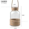 Jarrón de Vidrio Estilo Americano con Red de Cuerda de Cáñamo para Plantas Verdes, Flores Secas, Arreglos Hidropónicos, Recipiente para Arreglos Florales, Adorno Decorativo Rústico