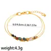 Pulsera multicapa de acero de titanio y oro real, pulsera con cuentas de piedra natural de acero inoxidable transfronteriza, accesorio chapado en oro de 18k europeo y americano para mujer