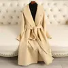 Abrigo de Lana de Alpaca Doble Cara para Mujer, de Longitud Media, Nuevo Estilo Otoño e Invierno, Solapa Amplia, Corte Delgado, Abrigo de Lana con Acabado de Alta Gama