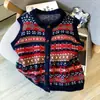 Nueva ropa de otoño para mujer: chaleco de punto jacquard Fair Isle colorido, top elegante en gris