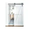 Puerta de Granero sin Pintar para Sala de Estar y Baño Riel Colgante de Madera Maciza Puerta Corredera de Panel Recto Compuesto de Madera Maciza Minimalista Moderno