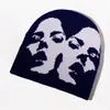 Explosiones de comercio exterior patrón de mujer de doble cara gorro de punto personalidad tendencia moda otoño e invierno deportes al aire libre frío cálido