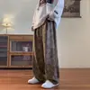 Calça Casual Retro Estilo Americano Primavera e Outono Masculina Marca Popular Ins Calça de Perna Larga Solta Senso de Design Calça de Arrastar com Forro de Lã