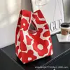 Bolsa de tricô bolsa de presente bolsa de presente atacado bolsa tote bolsa de lã lancheira bolsa portátil flores ins estilo fofo