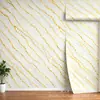 Pegatinas de pared autoadhesivas IXPE transfronterizas, fondo blanco con patrón de onda de hilo de oro fino, rollo de renovación de papel tapiz brillante, al por mayor