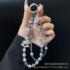 Cadena para Teléfono Móvil con Lazo de Pedrería Ins Wind, Cadena Doble de Cristal, Colgante de Perlas, Cadena Creativa, Sentido Avanzado, Colgante para Coche, Venta al por Mayor