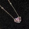 Colar de amor com diamante rosa de zircônia design doce e feminino colar de corrente para clavícula