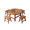 Novo Modelo 2025 Mesa de Chá de Madeira de Ulmeiro Antigo para Uso Doméstico, Mesa de Chá para Varanda, Conjunto de Cadeira e Mesa para Acampamento ao Ar Livre